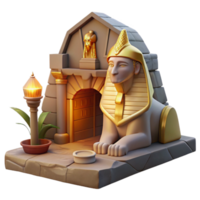 vibrant rustic A majestic sphinx guarding a hidden tomb in a desert, ancient Egyptian style, harsh lighting high quality png
