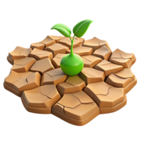 vibrant traditional A cracked desert floor, a single green sprout emerging, harsh midday sun, photorealistic style exclusive png