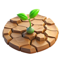 serene creative A cracked desert floor, a single green sprout emerging, harsh midday sun, photorealistic style authentic png