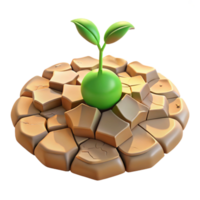 magnificent artistic A cracked desert floor, a single green sprout emerging, harsh midday sun, photorealistic style 4K png