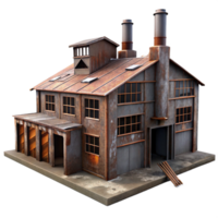 serene artistic An abandoned industrial factory, rusted metal and broken windows, dim ambient light, gritty, photorealistic style, genuine png