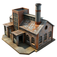 impressive abstract An abandoned industrial factory, rusted metal and broken windows, dim ambient light, gritty, photorealistic style, high resolution png
