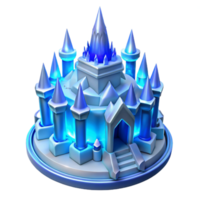impressive modern An intricate ice castle, glowing blue and white, ethereal, fantasy style, high quality png