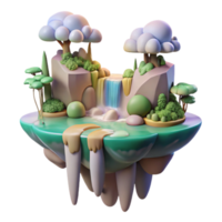 beautiful vintage A whimsical, floating island, complete with waterfalls and lush vegetation, drifts through a pastel colored sky. Soft, diffuse lighting. Art style Dreamlike high quality png