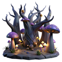 elegant modern A haunted forest filled with twisted trees and glowing mushrooms, dark and moody lighting, gothic style original png