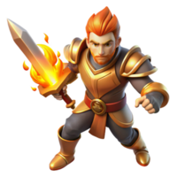 magnificent creative A fierce warrior wielding a flaming sword, dynamic lighting, heroic fantasy style high resolution png