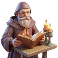 impressive classic A wise old wizard studying a dusty tome in his candlelit study, warm lighting, Renaissance style exclusive png