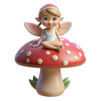 stunning abstract A tiny pixie perched on a giant mushroom, soft lighting, whimsical style high resolution png