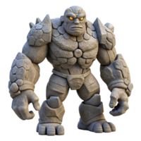 extraordinary traditional A colossal golem made of stone standing guard over a ruined city, overcast lighting, epic scale genuine png