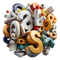 magnificent modern A chaotic jumble of letters and numbers, forming an abstract typographic composition, with a grunge aesthetic and high contrast lighting high resolution png
