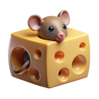 extraordinary contemporary A tiny mouse peeking out from a hole in a block of cheese, warm lighting, whimsical style, cartoonish features high quality png