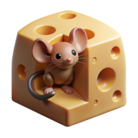 vibrant contemporary A tiny mouse peeking out from a hole in a block of cheese, warm lighting, whimsical style, cartoonish features original png