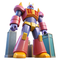wonderful artistic Giant robot transforming into a skyscraper, dynamic pose, vibrant colors, anime style, premium png