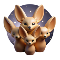 magnificent abstract A group of Fennec foxes huddled together in the desert, starry night sky, minimalist style authentic png