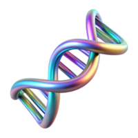 wonderful creative A holographic projection of a DNA double helix rotating slowly, shimmering with iridescent colors, lit by a soft, diffused light detailed png