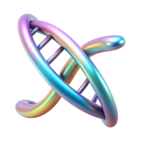 vibrant abstract A holographic projection of a DNA double helix rotating slowly, shimmering with iridescent colors, lit by a soft, diffused light premium png