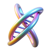 impressive creative A holographic projection of a DNA double helix rotating slowly, shimmering with iridescent colors, lit by a soft, diffused light detailed png