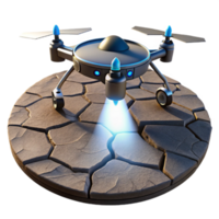 stunning vintage A lone, futuristic drone hovering over a desolate, cracked earth, illuminated by a single, harsh spotlight original png