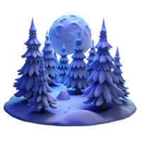 serene modern A snow-covered pine forest at dusk, a full moon illuminating the scene, cool blue tones, serene and peaceful, digital painting authentic png