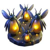 impressive contemporary A group of fireflies illuminating a dark forest at night, bioluminescent glow, magical and enchanting, fantasy art, high contrast genuine png