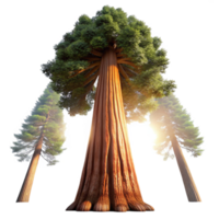 dramatic modern A giant sequoia tree reaching towards the sky, sunlight filtering through the branches, realistic detail, awe-inspiring scale, natural light professional png