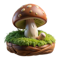 elegant minimalist A mushroom growing on a mossy log in a dark forest, intricate details, mysterious and enchanting, fantasy art style, low-key lighting exclusive png