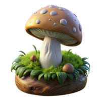 elegant contemporary A mushroom growing on a mossy log in a dark forest, intricate details, mysterious and enchanting, fantasy art style, low-key lighting high resolution png