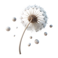 serene vintage A single dandelion seed head with seeds blowing in the wind, delicate and ethereal, minimalist composition, soft lighting, monochrome detailed png