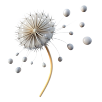 impressive rustic A single dandelion seed head with seeds blowing in the wind, delicate and ethereal, minimalist composition, soft lighting, monochrome professional png