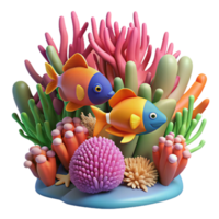 wonderful classic A coral reef teeming with colorful fish, underwater scene, vibrant and tropical, realistic rendering, natural light, dynamic composition high resolution png