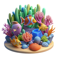 serene modern A coral reef teeming with colorful fish, underwater scene, vibrant and tropical, realistic rendering, natural light, dynamic composition detailed png