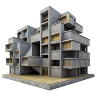 impressive artistic A Brutalist concrete apartment complex, repetitive geometric forms, stark shadows, overcast sky, gritty urban feel, authentic png