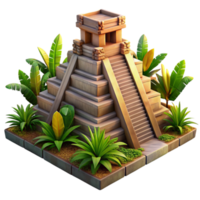 stunning vintage A Mayan pyramid, intricate stone carvings, surrounded by jungle, dramatic sunset lighting, ancient civilization aesthetic, authentic png