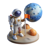 dramatic classic A lone astronaut, planting a flag on a newly discovered planet, with a breathtaking view of a binary star system. Realistic planetary surface. Bright, natural lighting.... png