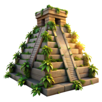 impressive rustic An ancient Mayan pyramid overgrown with jungle vines, dramatic sunset lighting, mysterious, hyperrealistic, high resolution png