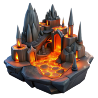 impressive traditional A subterranean city carved into rock, glowing orange lava flows, dark and mysterious, fantasy art style, detailed png