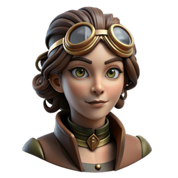 Maravilhoso minimalista uma retrato do uma steampunk mulher com intrincado relógio cabelo enfeites e óculos, macio, difuso iluminação, pré-rafaelita estilo original png