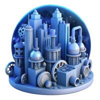 impressive creative A steampunk cityscape of towering clockwork buildings, interconnected by intricate pipes and gears, bathed in the cool blue light of a giant moon, futuristic style original png