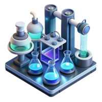 impressive contemporary A futuristic laboratory filled with glowing test tubes and complex machinery, sterile and clean, isometric view, blueprint style, premium png