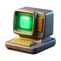 magnificent artistic A vintage computer terminal displaying complex code, green phosphor glow, cinematic lighting, retrofuturism style detailed png