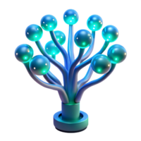 beautiful minimalist A bioluminescent tree with integrated circuit branches, glowing blue and green, mystical forest setting, fantasy style high quality png