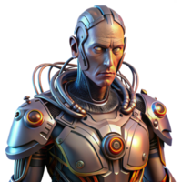 magnificent abstract A cyborg with intricate mechanical augmentations, brushed steel and glowing wires, dramatic Rembrandt lighting, dystopian style original png
