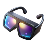 elegant abstract A pair of augmented reality glasses, with sleek, black frames and glowing, holographic displays, floats in mid-air, illuminated by soft, diffused white light.... png