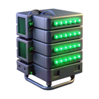 impressive classic A towering server rack, humming with activity, cables cascading down its sides, illuminated by the flickering, green light of LEDs.... png