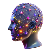 beautiful abstract A transparent human head, filled with intricate networks of glowing, neural pathways, illuminated by vibrant, multi-colored lights.... png