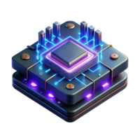 extraordinary creative A single, levitating circuit board, with intricate traces and glowing components, illuminated by dynamic, shifting neon lights. Cyberpunk style, macro photography authentic png