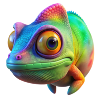 wonderful classic A hyperrealistic portrait of a three-eyed chameleon camouflaged against a vibrant rainbow gradient, macro photography, studio lighting high quality png