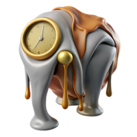 serene minimalist A surrealist painting of a melting clock draped over the back of an elephant, Salvador Dali style, dreamlike lighting professional png