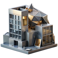 wonderful abstract Deconstructivist office building, fragmented forms, metallic surfaces, dramatic lighting, abstract, high resolution png