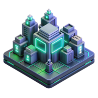 beautiful artistic Microscale view of a circuit board forming architectural structures, glowing neon lines, intricate details, cyberpunk aesthetic, high quality png
